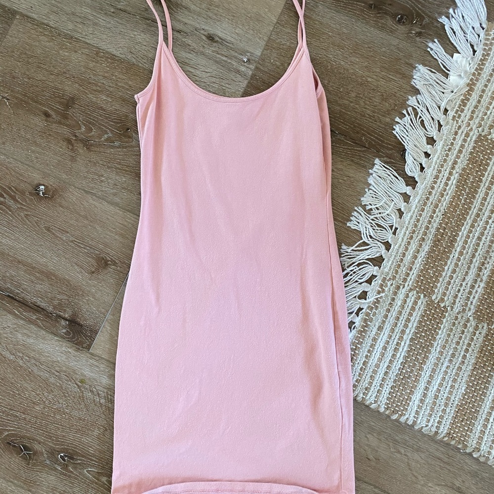 Peach body con dress